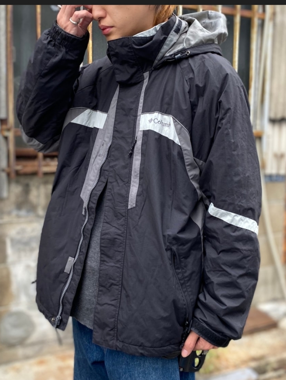 Columbia Waterproof Hooded Jacket Hideaway Hood  Size Large